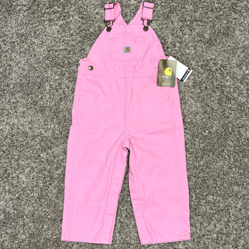 NWT pink carhartt coveralls 24 mo.